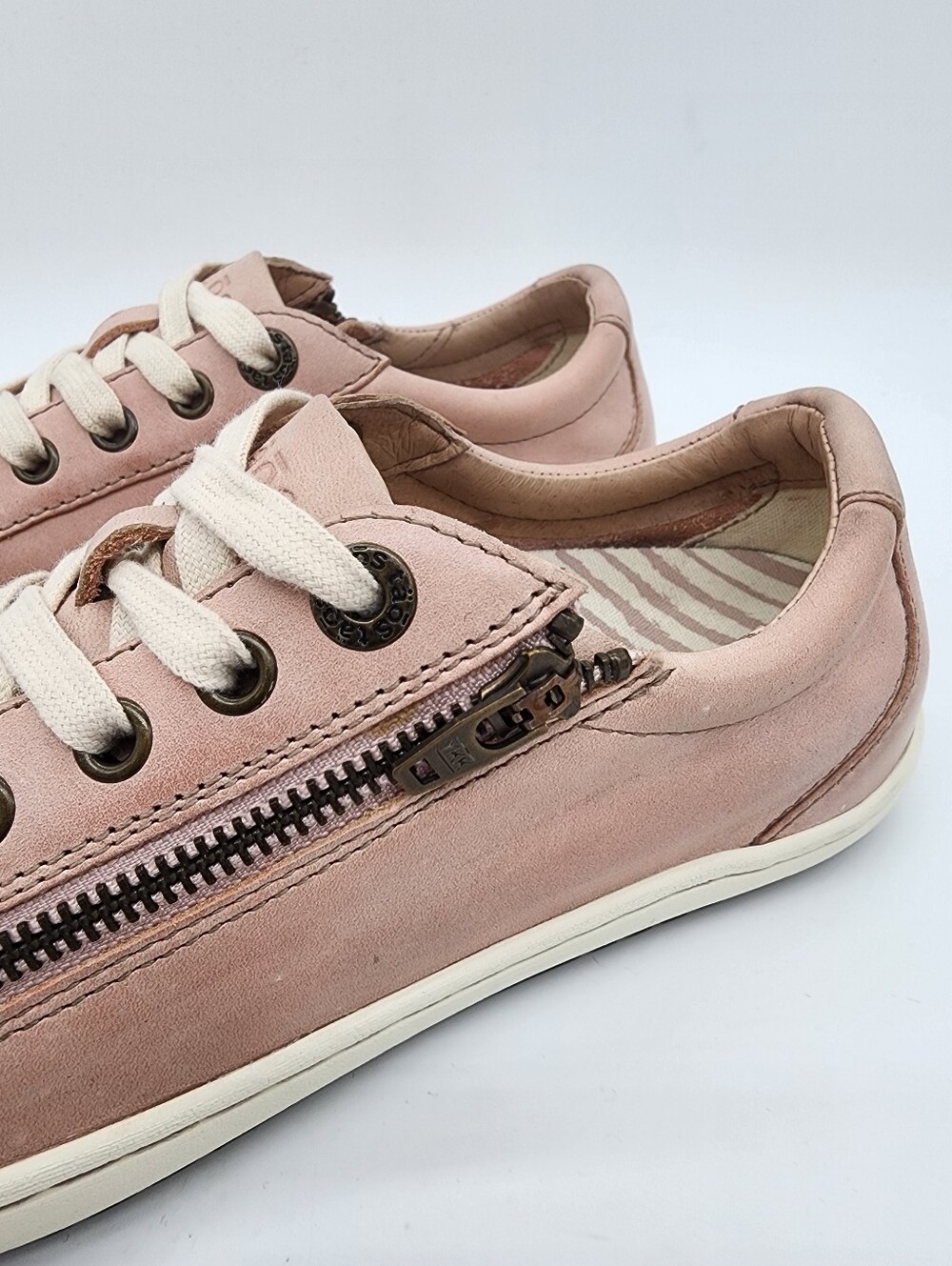 Taos Zipster Leather Sneakers Blush Pink Lace Up Zipper Size 7 - Picture 9 of 16